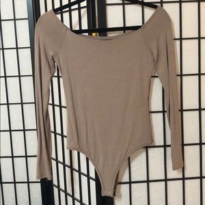 Tan Off The Shoulder Bodysuit